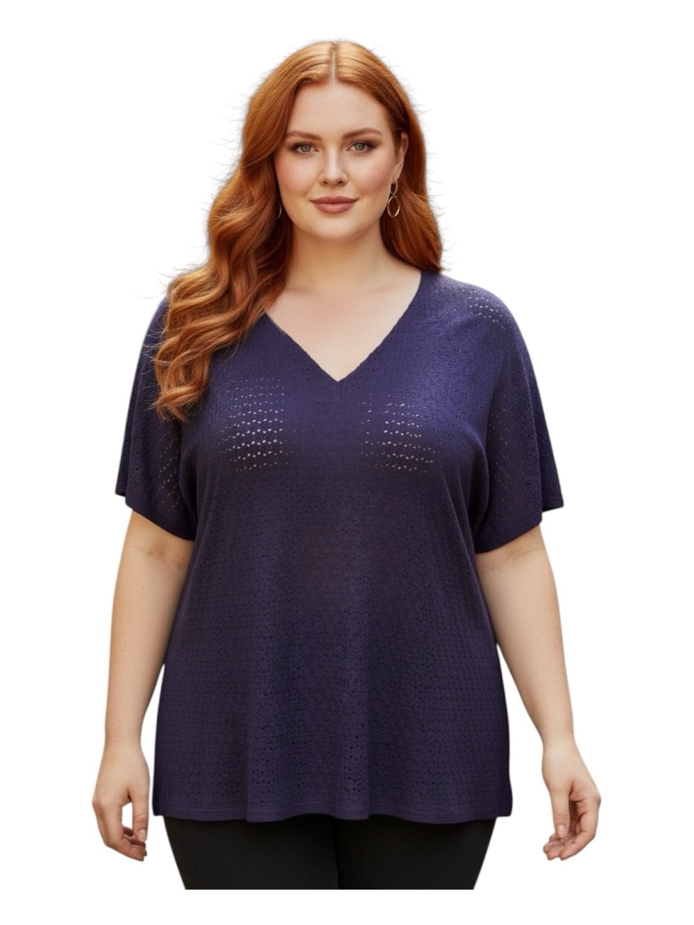 Chico's Plus Size 3 Navy Short Sleeve V-Neck Knit Tee